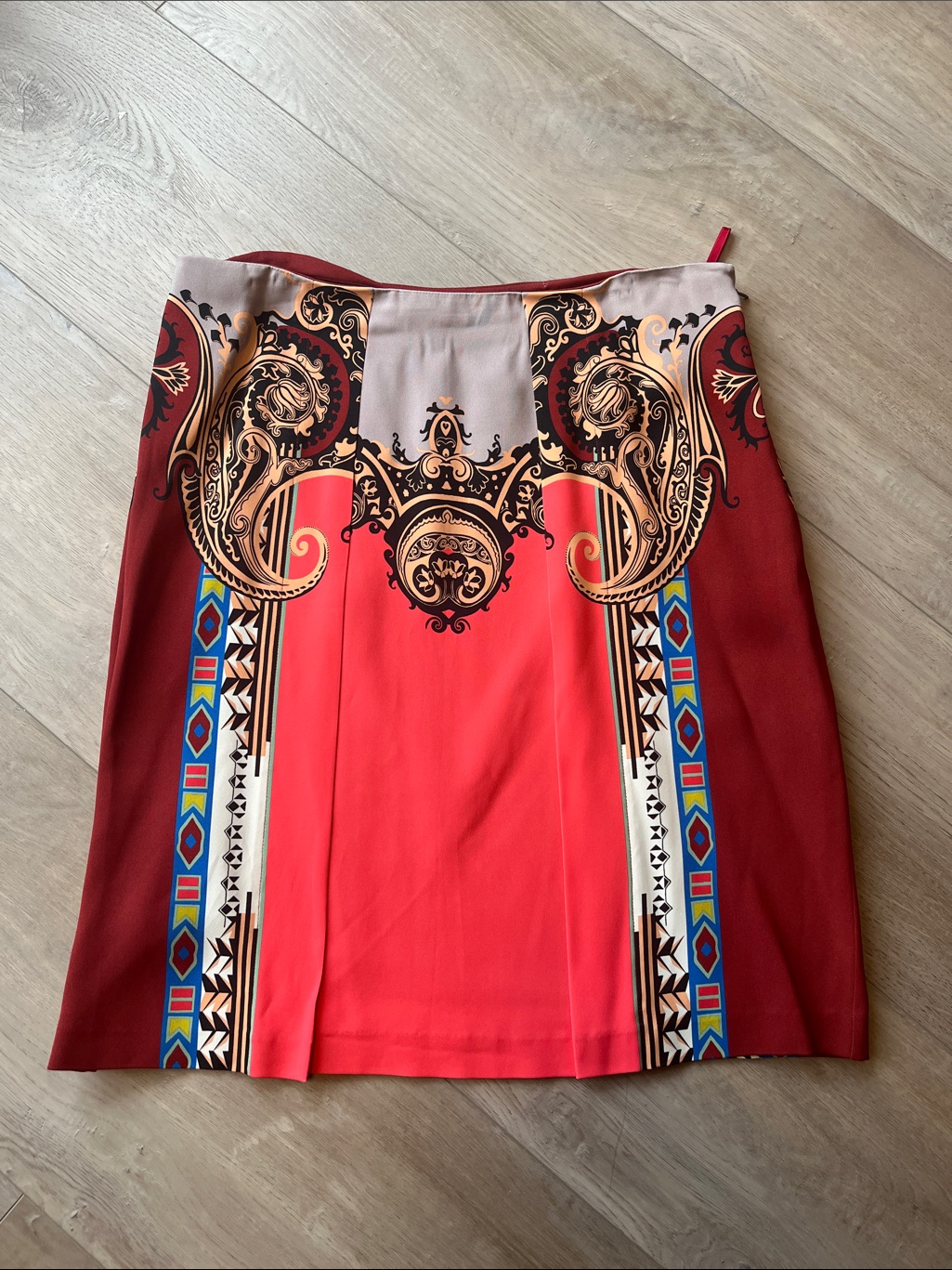 Etro Pink & Burgundy Knee-Length Skirt Italian Size 46 (Us 10)